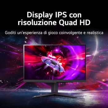 إل جي 27GR75Q-B 27 بوصة UltraGear  شاشة QHD (2560 × 1440) IPS، معدل تحديث 165 هرتز، 1 مللي ثانية (GtG) للألعاب