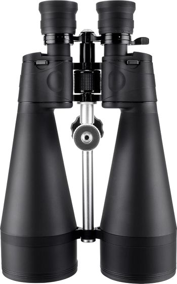 BARSKA Gladiator 25-125x80 Zoom Binoculars (Green Lens, Braced-in Tripod Adapter) - Black