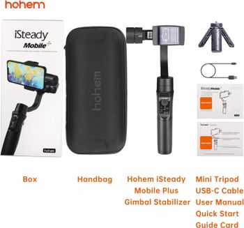 Hohem Smartphone Gimbal 3-Axis Stabilizer Handheld Gimble Time Lapse Expert Stabilizer w/Focus Pull & Zoom Face Tracking 12h Runtime,Max Playload 210g (iSteady Mobile)