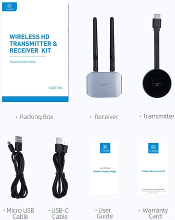 Hagibis Wireless HDMI Transmitter & Receiver Extender Kits, Full HD 1080P@60Hz 5GHz 164ft Wireless Display Dongle, Plug and Play for Streaming, Laptops, PC, Media, PS4/5 (Kits)