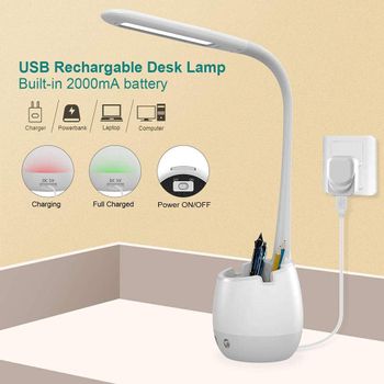 Desk Lamp, Draxon RGB Table Lamp With Desk Organizer Pen Holder, Touch Control, 3 Color Temperatures With 3 Brightness Level, USB Port For Bedroom Living Room & Desk Office