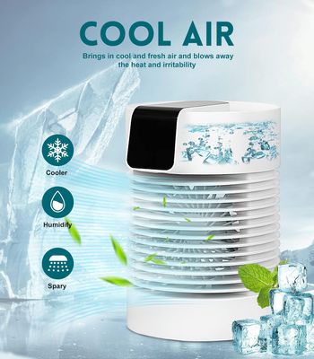 Portable Air Conditioners Fan Portable AC Humidifier Evaporative Mini Small with 3-Speed 360° Rotation Personal Air Cooler For Bedroom Office Living Room - white