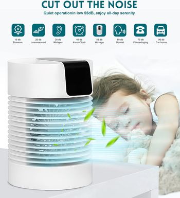 Portable Air Conditioners Fan Portable AC Humidifier Evaporative Mini Small with 3-Speed 360° Rotation Personal Air Cooler For Bedroom Office Living Room - white