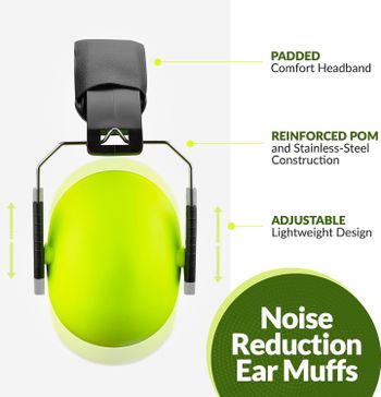 MEDca Hearing Protection and Noise Reduction Earmuffs for Kids - Fits Children Boys & Girls - Adjustable & Foldable NRR 20dB