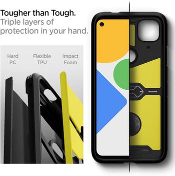 Spigen Tough Armor designed for Google Pixel 4a case/cover with Extreme Impact Foam [NOT Compatible with Pixel 4a 5G] - Black