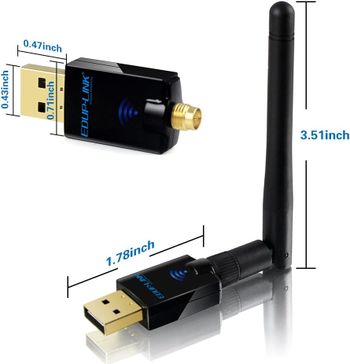 محول واي فاي لاسلكي USB ثنائي النطاق 5G/2.4G مع 2dBi AC 600Mbps هوائي خارجي بطاقة شبكة يدعم الكمبيوتر المكتبي واللابتوب وويندوز اكس بي وويندوز فيستا وويندوز 7 وويندوز 8 وويندوز 10 وماك او اس اكس