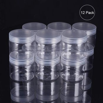 BENECREAT 6oz Slime Storage Favor Jars Wide-Mouth Containers with Lids (2.75 X 2.55in) 180ml - Pack of 12