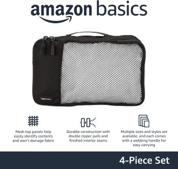 Amazn Basics Packing Cubes Small 4-Piece Set - Black