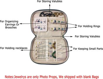 Gold Fortune Travel Jewelry Storage Cases Carrying Organizer Bag for Women Necklace Earrings Rings Bracelet Brooches - Purple