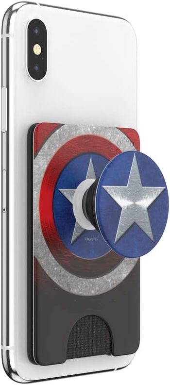 PopSockets: Phone Wallet with Expanding Grip Card Holder Wireless Charging Compatible Marvel - Captain America