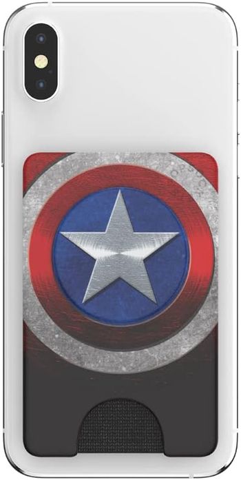 PopSockets: Phone Wallet with Expanding Grip Card Holder Wireless Charging Compatible Marvel - Captain America