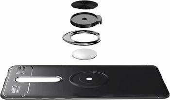 Dalchen Compatible for Case Xiaomi 9T Pro, Invisible Metal 360°Rotatable Ring Bracket, Kickstand for Magnetic Car Mount, Shockproof Cover, 2* Screen Protector-Black