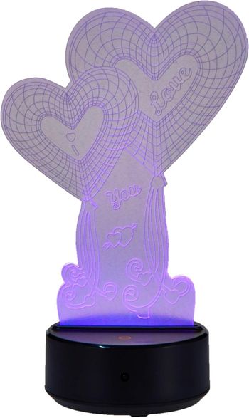 Treasures Love You Quote Light Love Hearts Shape 3D LED Lamp for Couples Room RGB