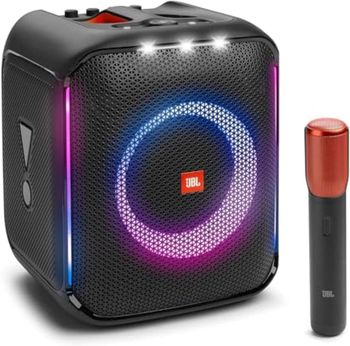 JBL Partybox Encore Portable Party Speaker with Digital Wireless Mic, 100W Powerful Sound, Dynamic Light Show, IPX Splash Proof, 10 Hours of Playtime, Multisource Playback (JBLPBENCORE1MICUK) - Black