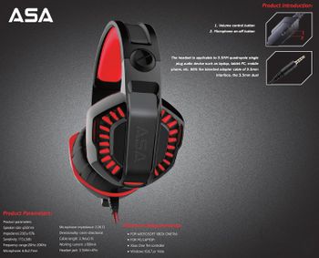 ASA Gaming Headset for PC, Laptop, PS4, PS5, Xbox One, Nintendo Switch with Detachable Noise Cancelling Microphone Cable, 3.5mm Jack, Bass Surround, Wired, Over-Ear (A10 RED)