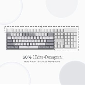 Redragon K617 Fizz 60% Wired RGB Gaming Keyboard, 61 Keys Compact Mechanical Keyboard Linear Red Switch, Pro Driver Software Supported - White and Grey Color