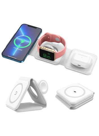 Wireless Charger, Magnetic Foldable 3 in 1 Charging Station, Fast Wireless Charging Pad, Compatible for IOS/Android-Multicolour