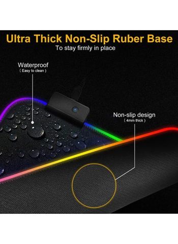 RGB Gaming Mouse Pad LED Mousepad with Non-Slip Rubber Base Soft Pad