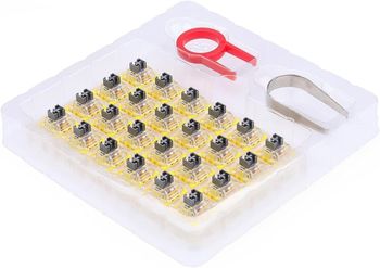 Redragon A113 Bullet-S Linear Mechanical Switch, 3-Pin Plate Mounted Silver Equivalent, Hot-Swappable DIY Keyboard Quiet Switch Mod, 50 Million Click(24 pcs Switches, Keycap + Switch Puller)