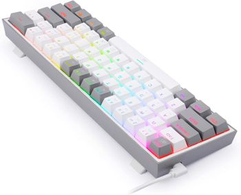 REDRAGON K617 Fizz RGB 60% Gaming Mechanical Keyboard Red Switches Full RGB LED Lighting Software Support - White Grey