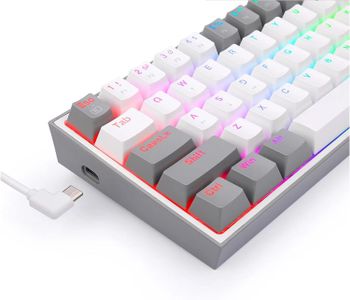 REDRAGON K617 Fizz RGB 60% Gaming Mechanical Keyboard Red Switches Full RGB LED Lighting Software Support - White Grey