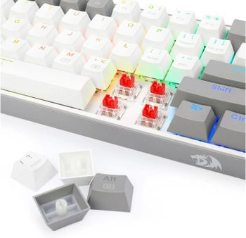 REDRAGON K617 Fizz RGB 60% Gaming Mechanical Keyboard Red Switches Full RGB LED Lighting Software Support - White Grey