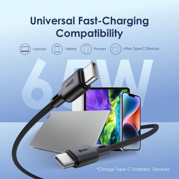 Oraimo Type C To Type C Cable,3A Fast Charging Cable for Smartphones, Tablets, Laptops & other Type C devices,multifunctional cable 1.5 Mtr long