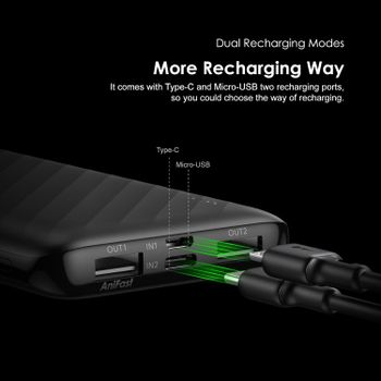 Oraimo Toast 10 Flash 10000mAh Power Bank with 12W Type C Fast Charging,USB & Type C Triple Output,Power Delivery, Type C &Micro Input,Multi-Layer Protection