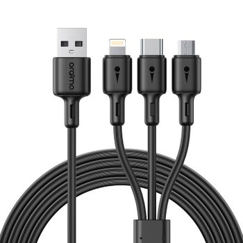 Oraimo 3 In 1 Fast Charging Cable,3A 20W Fast Multi Charging Cable,1.2M Super Fast Charging Cord With Micro Usb, Type-C And Lighting Port Compatible For Android, Ios And Type C Devices