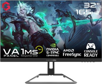 GAMEON GOE32FHD165VA E-sports Series Gaming Monitor 32 Inch, 1920x1080p FHD VA Panel, 165Hz Refresh Rate, 1ms Response Time, Adjustable Stand, Supports Adaptive Sync Premium, HDMI 2.1, HDR - Black