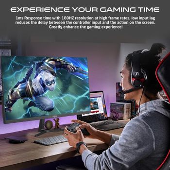 GAMEON GOPS24180IPS  Pro-Series Gaming Monitor 24 Inch,1920x1080p FHD IPS Panel,180Hz Refresh Rate,0.5ms Response Time,Adjustable Stand, Supports Adaptive Sync & G-Sync Compatible,Tilt Adjustment - Black