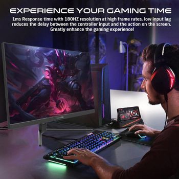 GAMEON GOPS24180IPS  Pro-Series Gaming Monitor 24 Inch,1920x1080p FHD IPS Panel,180Hz Refresh Rate,0.5ms Response Time,Adjustable Stand, Supports Adaptive Sync & G-Sync Compatible,Tilt Adjustment - Black