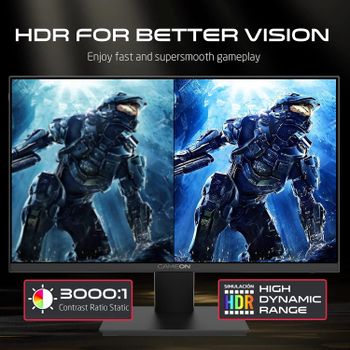 GAMEON GOB24FHD75IPS Basic-Series Gaming Monitor 24 Inch, 1920x1080p FHD IPS Panel, 75Hz Refresh Rate, 4ms Response Time, Adjustable Stand, Supports G-Sync & FreeSync, Built-in-Speakers - Black