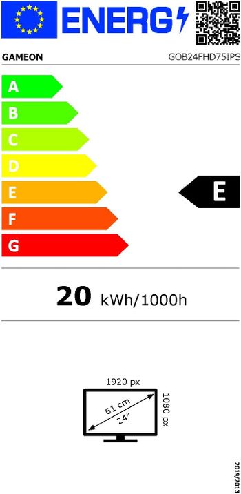 جيم اون شاشة العاب باضاءة LED باضاءة LED بحواف مضيئة للحواف GOB24FHD75IPS شاشة 24 انش (1920×1080)، 75 هرتز، 4 مللي ثانية، HDR IPS، 2 منفذ HDMI، تقنية جي سينك والمزامنة الحرة - أسود