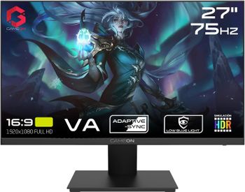 GAMEON GOE27FHD75VA Basic-Series Gaming Monitor 27 Inch, 1920x1080p FHD VA Panel, 75Hz Refresh Rate, 4ms Response Time, Adjustable Stand, Supports HDR, Built-in-speakers, Anti glare - Black