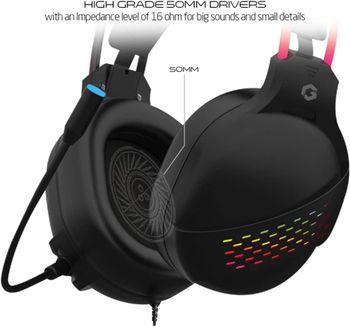 GAMEON GO-711 RGB Gaming Headset With Detachable Mic - Black Anti-Violence beam ABS Surfaced design Omnidirectional mic system High-Grade 50mm drivers 2-meter braided cable for long term flexibility