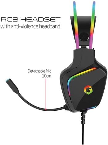 GAMEON GO-712 RGB Gaming Headset-Black,gaming headset Anti-violence head beam for optimal fit Detachable mic with noise cancellation Braided cable for never ending Gaming session