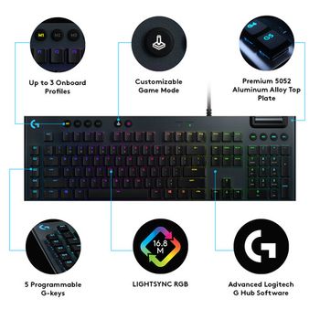 لوحة مفاتيح الألعاب الميكانيكية Logitech G815 RGB (920-008984) باللون الأسود