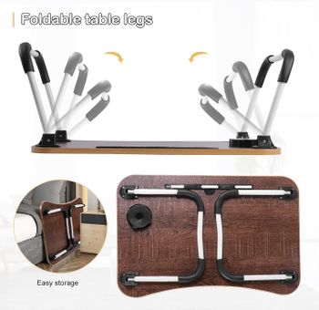 Portable Folding bed Table Laptop Desk With ipad and Cup Holder Adjustable Lap Tray Notebook Stand