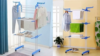 Multifunctional mobile clothes hanger shelf for storing and drying clothes Spray painting clothes hanger