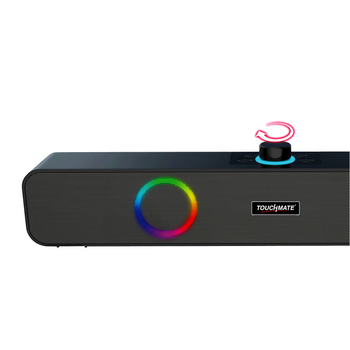 TOUCHMATE Bluetooth Soundbar Speaker with RGB Lights, Volume Knob, FM &AUX | Loud BASS | USB & SD Card Support