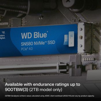 ويسترن ديجيتال SSD SN580 NVMe (WDBWMY0010BBL-WRWM) سعة 1 تيرابايت - أزرق