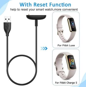 Replacement USB Charging Cable Charger 100cm Compatible with Fitbit Luxe/Charge 5