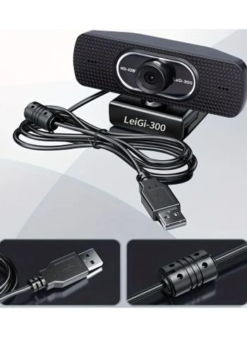 Smart Home Mini USB Computer Camera, USB Webcam with Microphone, Plug and Play, Compatible with Zoom Skype Teams, Video Conferencing-LEIGI 300