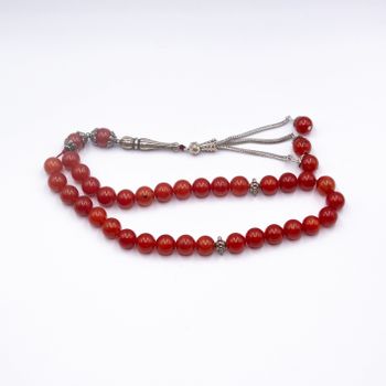 Tasbih Natural Crystal Red Carnelian Prayer Beads (10mm – 33 beads) Misbaha