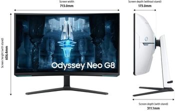 شاشة ألعاب منحنية 4K من سامسونج Odyssey Neo G8 BG850 مقاس 32 بوصة مع معدل تحديث 240 هرتز ووقت استجابة 1 مللي ثانية، وتقنية AMD FreeSync Premium Pro، وتقنية Quantum HDR 2000 - LS32BG850NMXUE