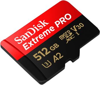 SanDisk 512GB Extreme Pro microSD UHS I Card for 4K Video on Smartphones, Action Cams & Drones 200MB/s Read, 140MB/s Write, SDSQXCD 512G GN6MA - Red, Black