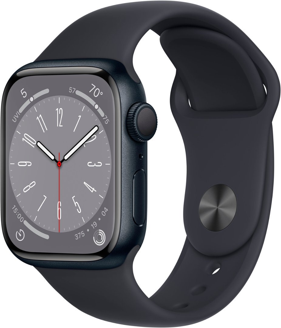 Apple Series 8 41MM (MNU83LL/A) GPS Smart Watch Aluminum Case with Midnight Sport Band - ML- Midnight