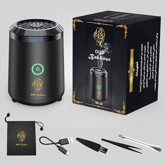 Electric Incense Burner Portable USB Rechargeable Aroma Diffuser, Arab bakhoor Incense Holder for Car and Home