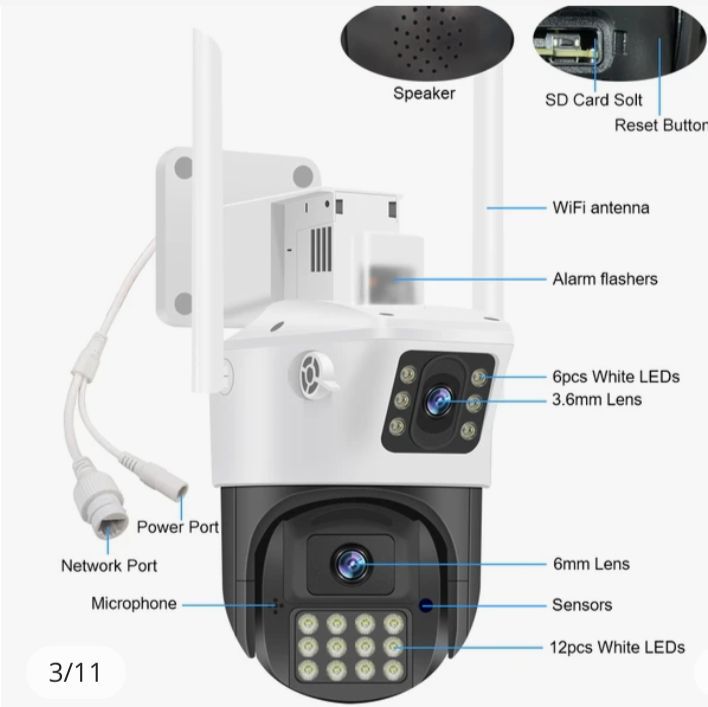 Smar 4MP Wifi Camera Dual Lens Dual Screen Security Video Surveillance Outdoor IP Camera Police Light Alarm Auto-track ICSEE